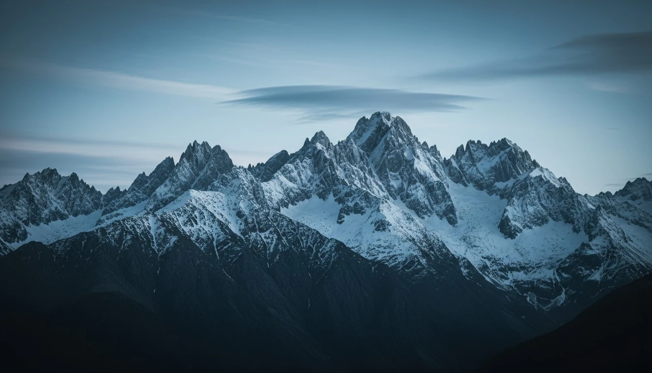 Snow filled mountains
